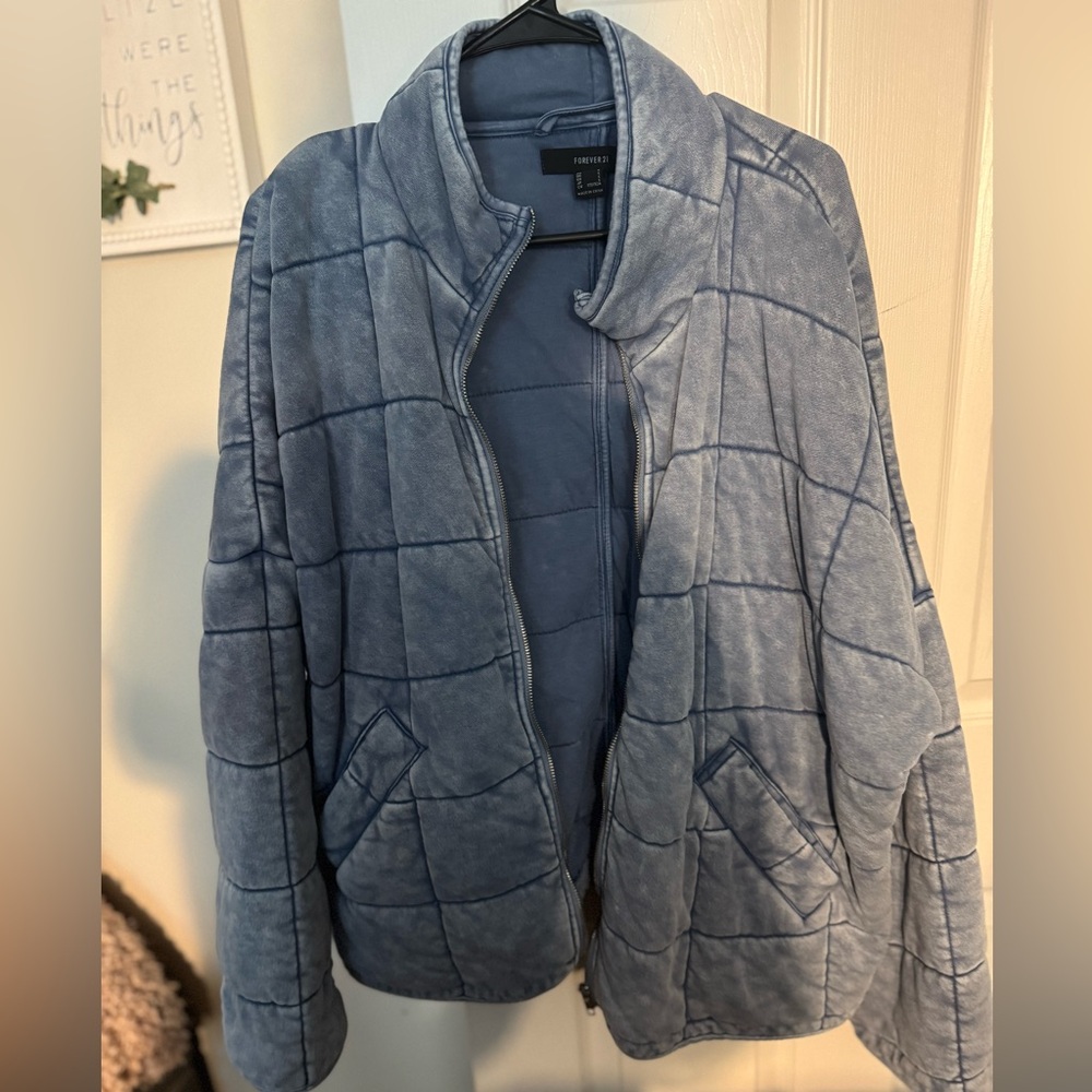 Forever 21 Blue Quilted Puffer Jacket